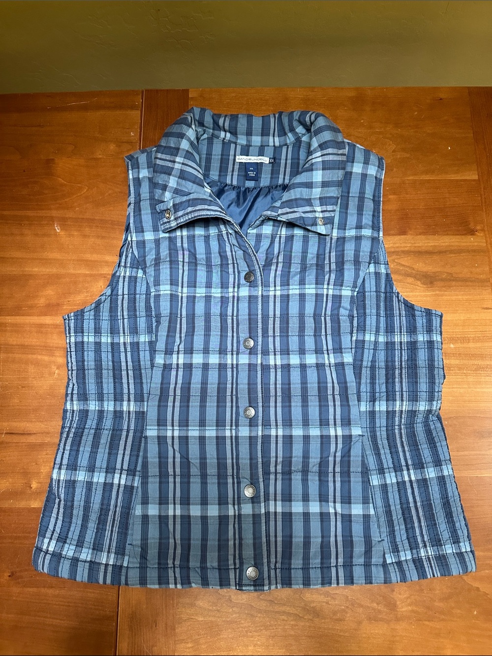 Bandolinoblu Plaid Quilted Snap-Front Vest - Blue